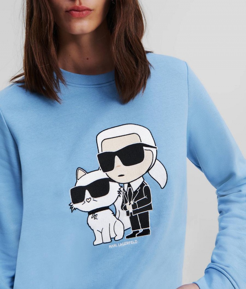 Bluzy Damskie Karl Lagerfeld IKONIK & CHOUPETTE Niebieskie | PL QZ2824