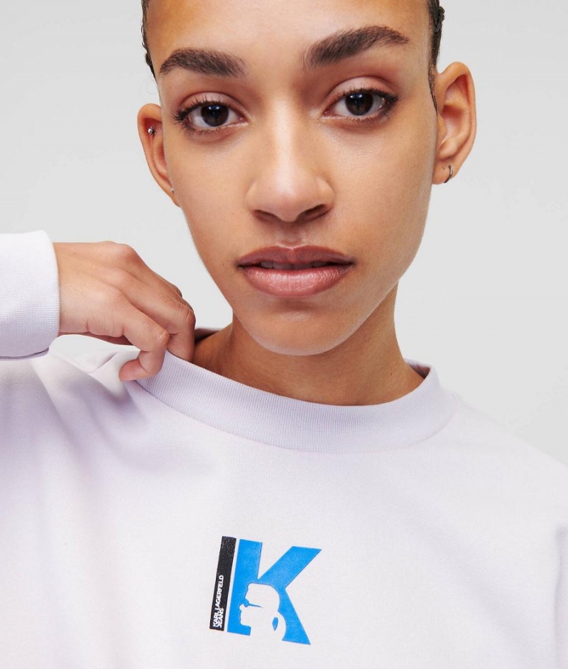 Bluzy Damskie Karl Lagerfeld KLJ CROPPED TIED SWEAT Niebieskie | PL UT2792