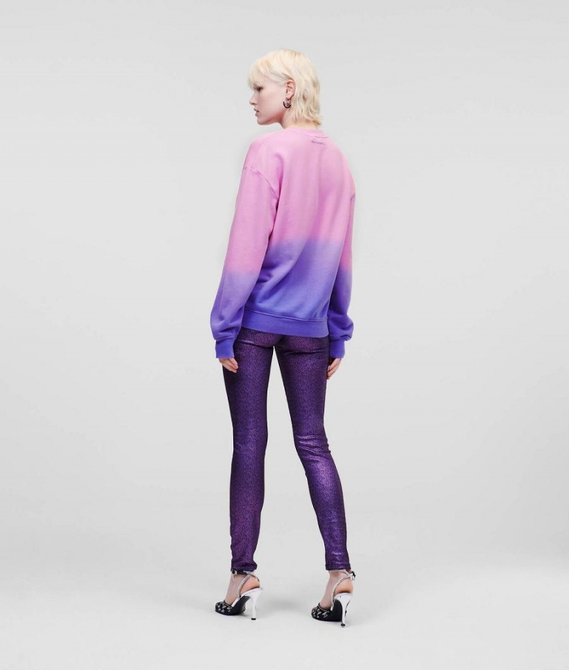 Bluzy Damskie Karl Lagerfeld OMBRÉ RUE ST-GUILLAUME Fioletowe Różowe | PL FM2811