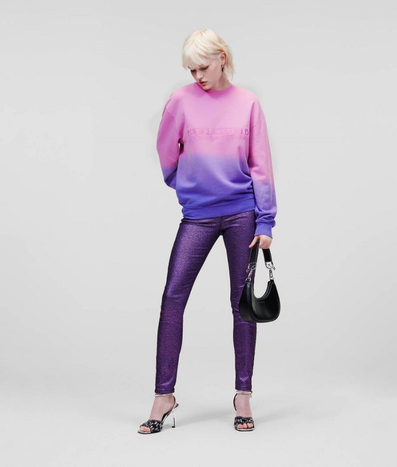 Bluzy Damskie Karl Lagerfeld OMBRÉ RUE ST-GUILLAUME Fioletowe Różowe | PL FM2811