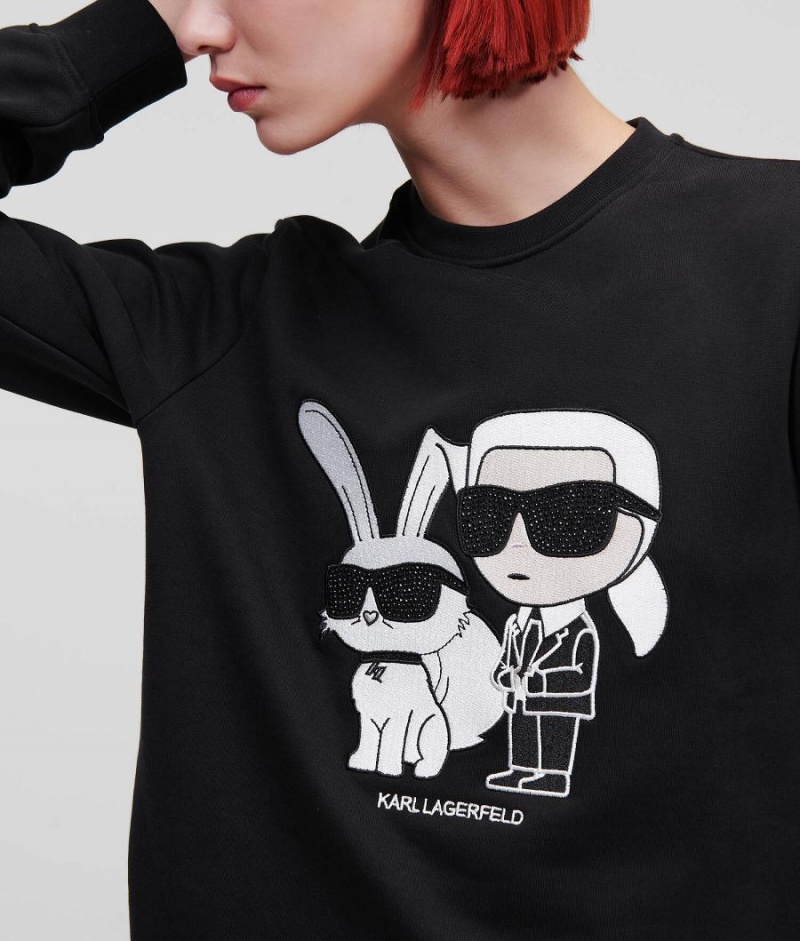 Bluzy Damskie Karl Lagerfeld YEAR OF THE RABBIT Czarne | PL UT2818