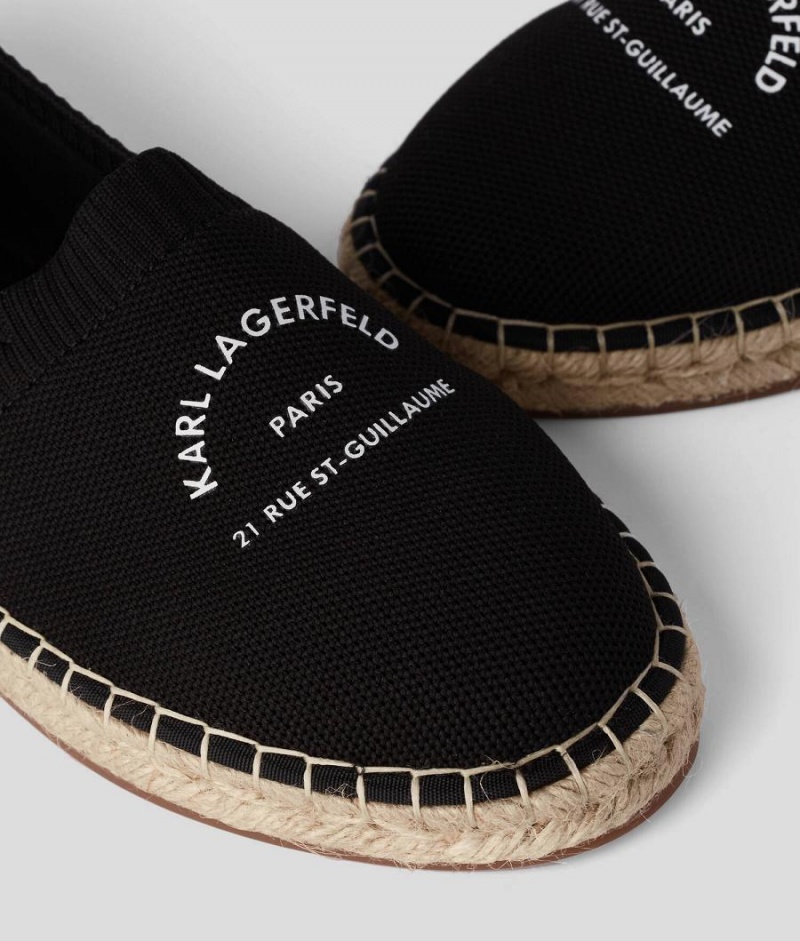 Buty Płaskie Męskie Karl Lagerfeld RUE ST-GUILLAUME Kamino Espadrilles Czarne | PL PQ4007