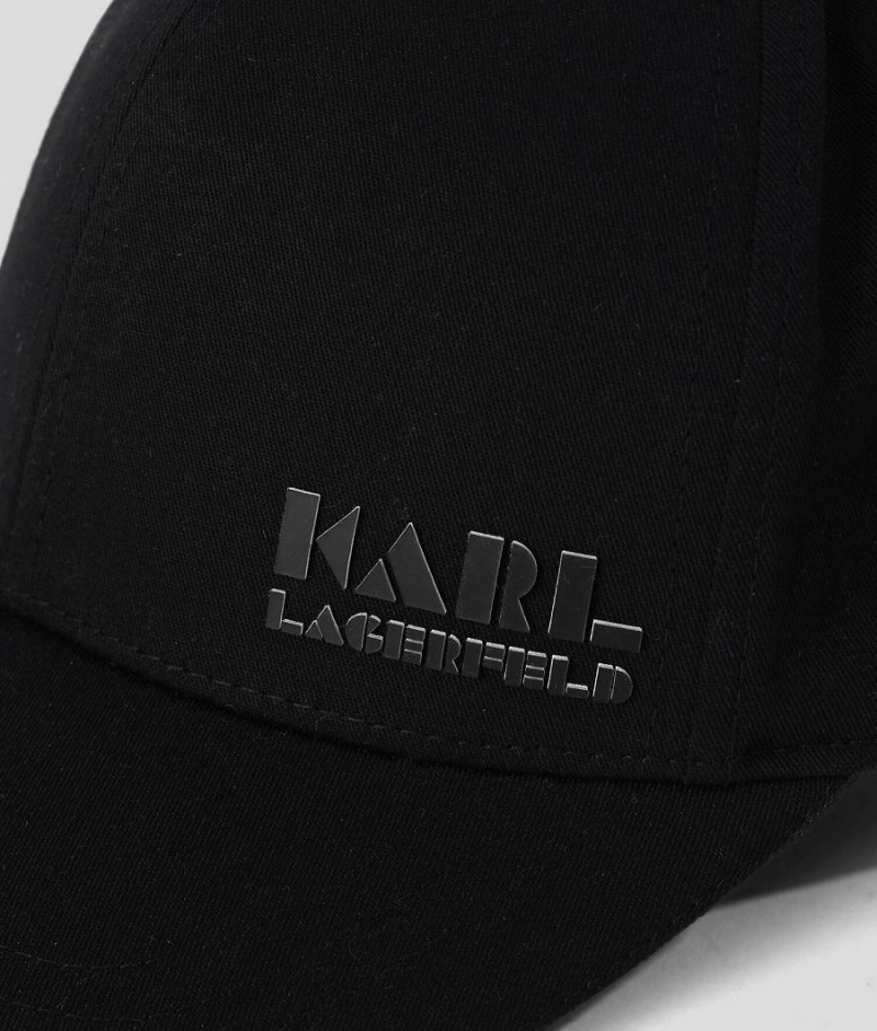 Czapka Męskie Karl Lagerfeld Logo Baseball Czarne | PL DN3425