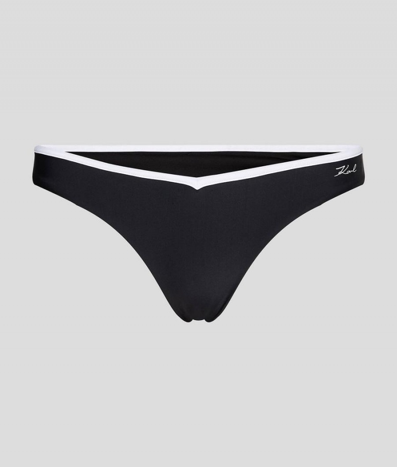 Dół od Bikini Damskie Karl Lagerfeld DNA WITH CONTRAST BINDING Czarne | PL BC3253