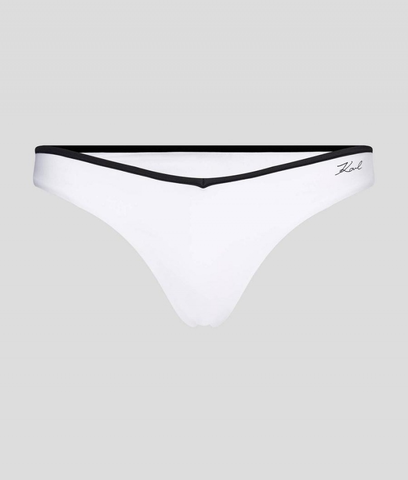 Dół od Bikini Damskie Karl Lagerfeld DNA WITH CONTRAST BINDING Białe | PL ZG3257