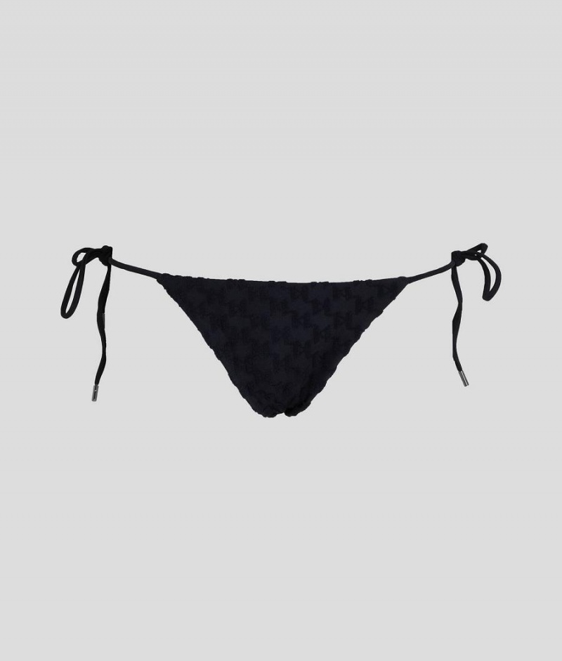 Dół od Bikini Damskie Karl Lagerfeld KL MONOGRAM STRING Czarne | PL QZ3250