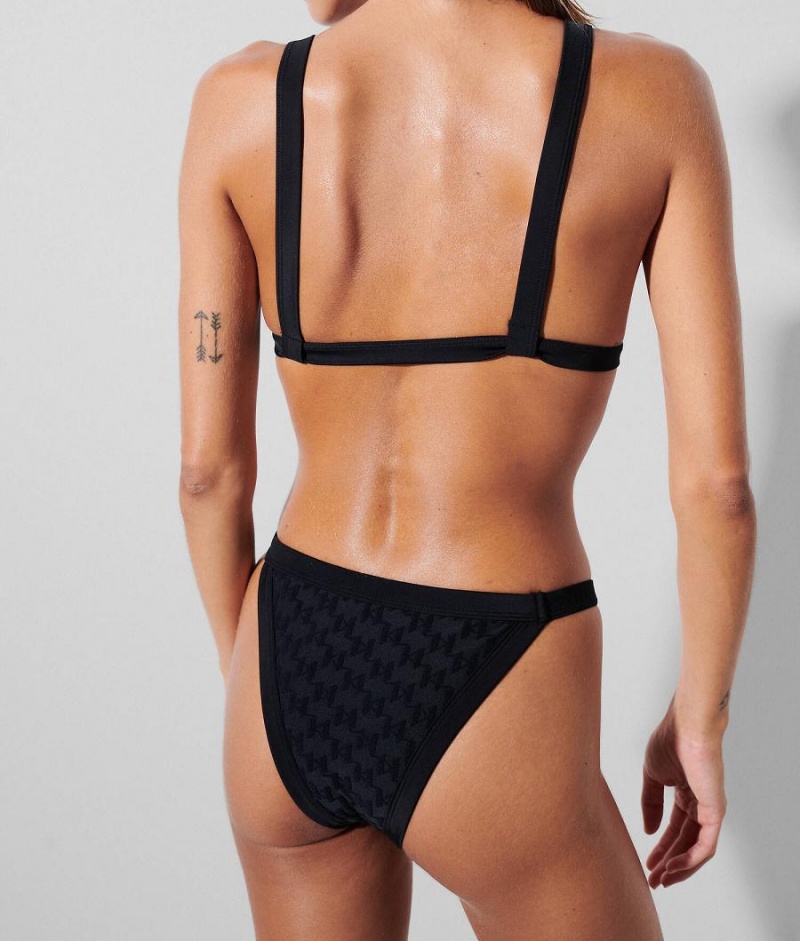 Dół od Bikini Damskie Karl Lagerfeld KL MONOGRAM Czarne | PL DN3265