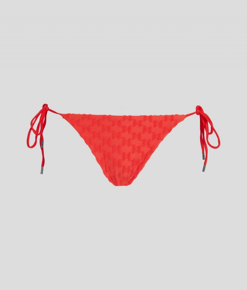 Dół od Bikini Damskie Karl Lagerfeld KL MONOGRAM STRING Czerwone | PL SO3266