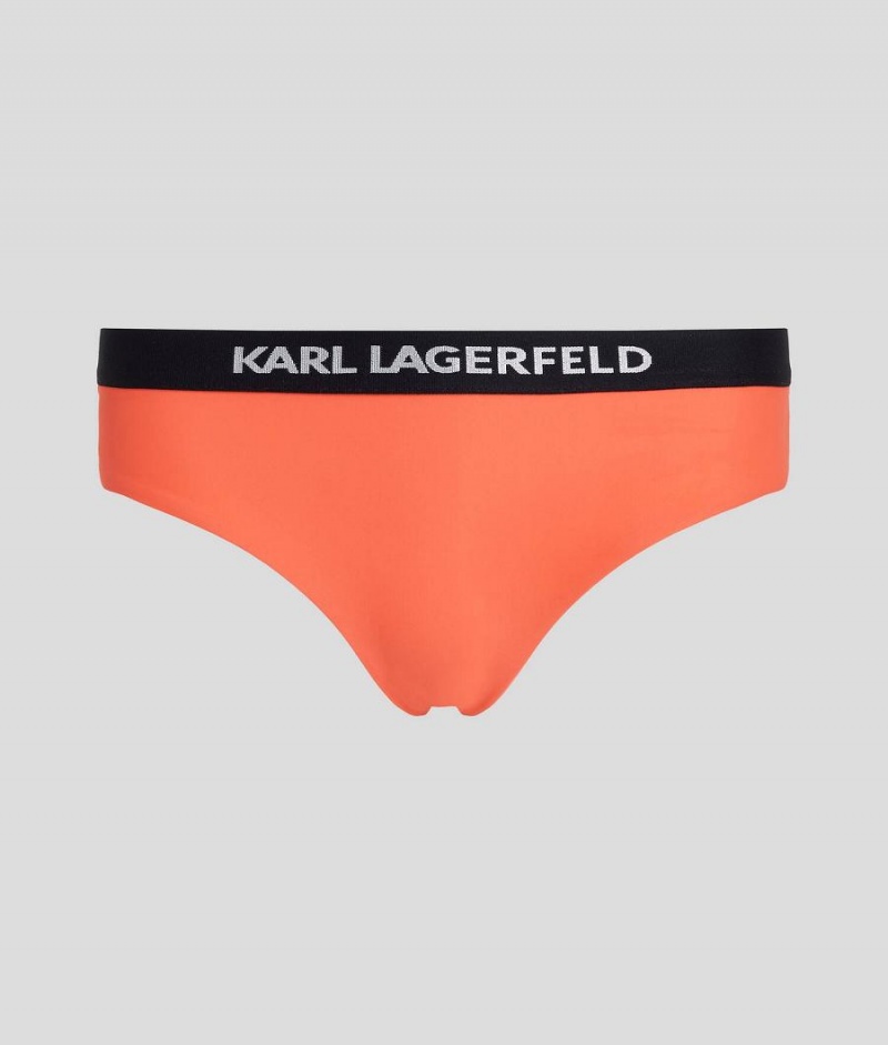 Dół od Bikini Damskie Karl Lagerfeld LOGO HIPSTER Pomarańczowe | PL CE3255