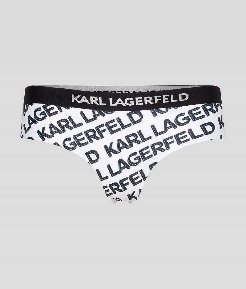 Dół od Bikini Damskie Karl Lagerfeld LOGO HIPSTER Białe | PL KI3259