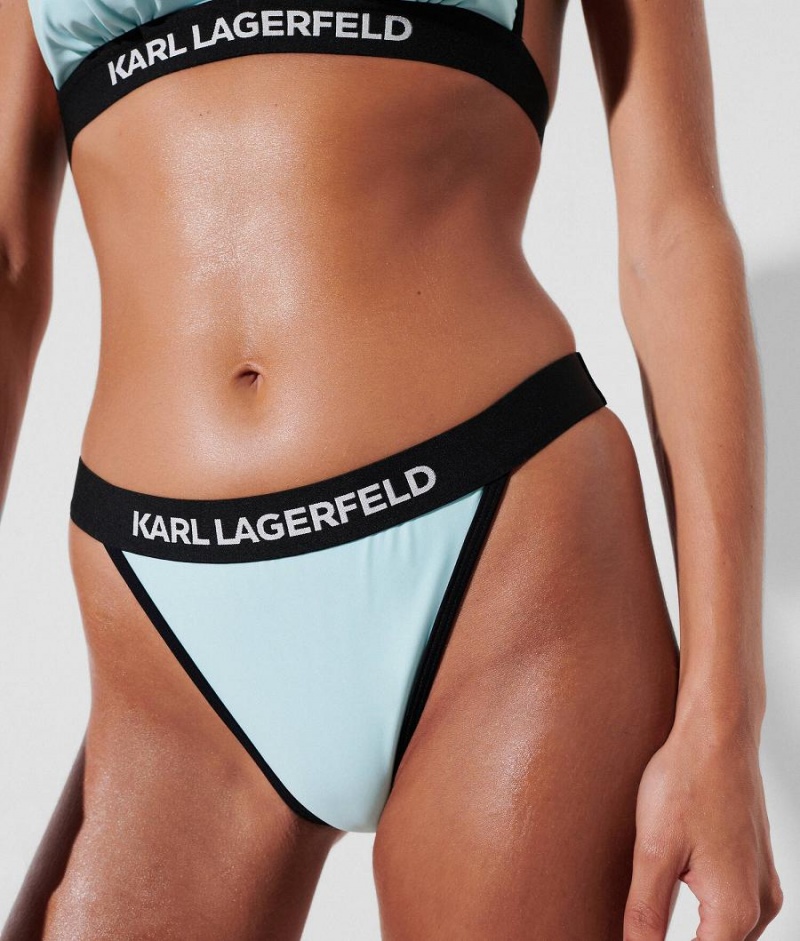 Dół od Bikini Damskie Karl Lagerfeld LOGO Głęboka Turkusowe | PL HK3262