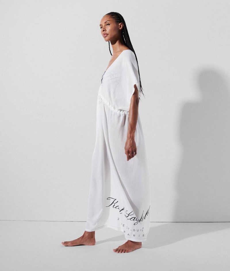 Dresses Damskie Karl Lagerfeld HOTEL KAFTAN Białe | PL DN3212