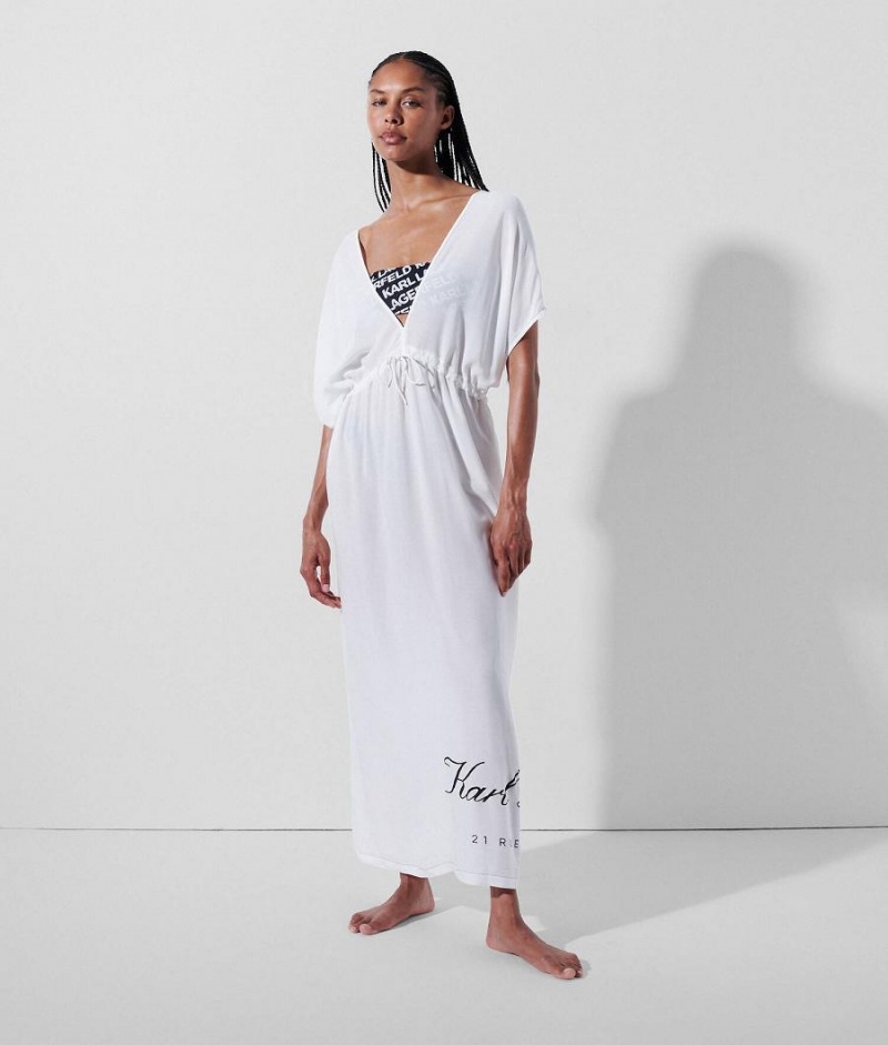 Dresses Damskie Karl Lagerfeld HOTEL KAFTAN Białe | PL DN3212