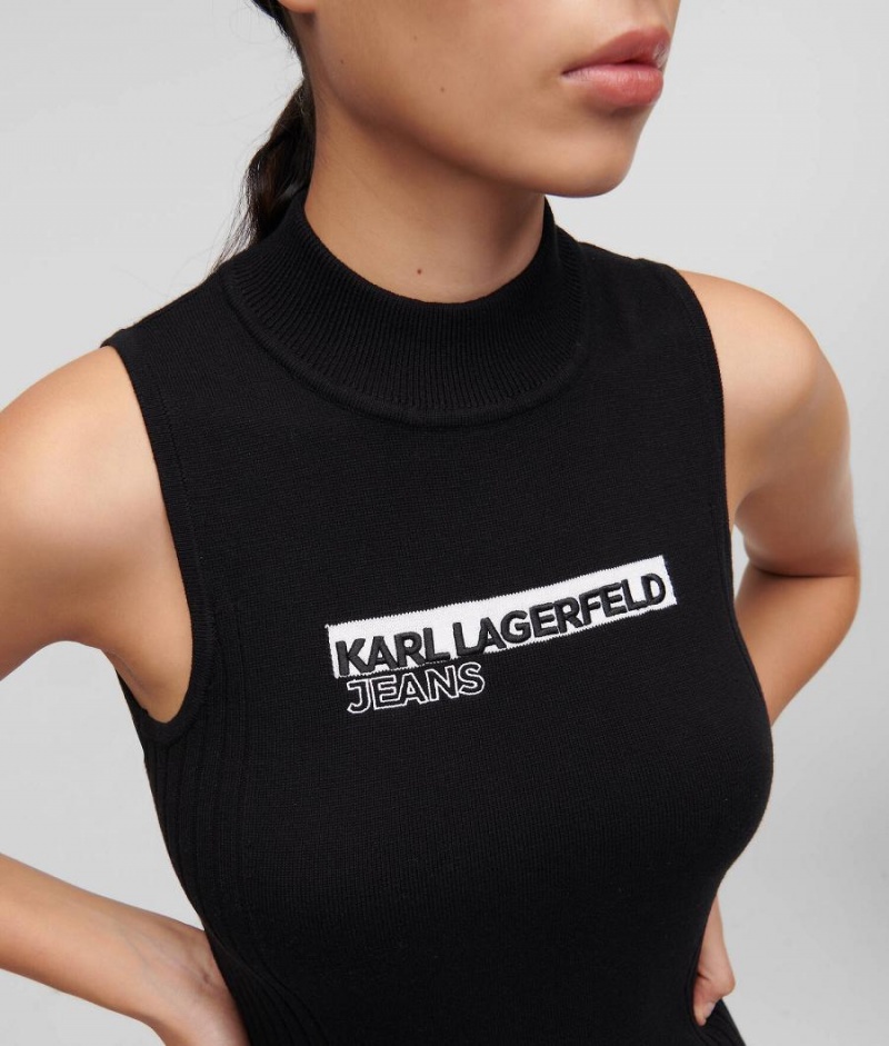 Dresses Damskie Karl Lagerfeld KLJ SLEEVELESS KNITTED Czarne | PL GL3068