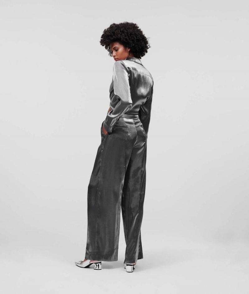 Dresses Damskie Karl Lagerfeld METALLIC JUMPSUIT Srebrne | PL KI3046