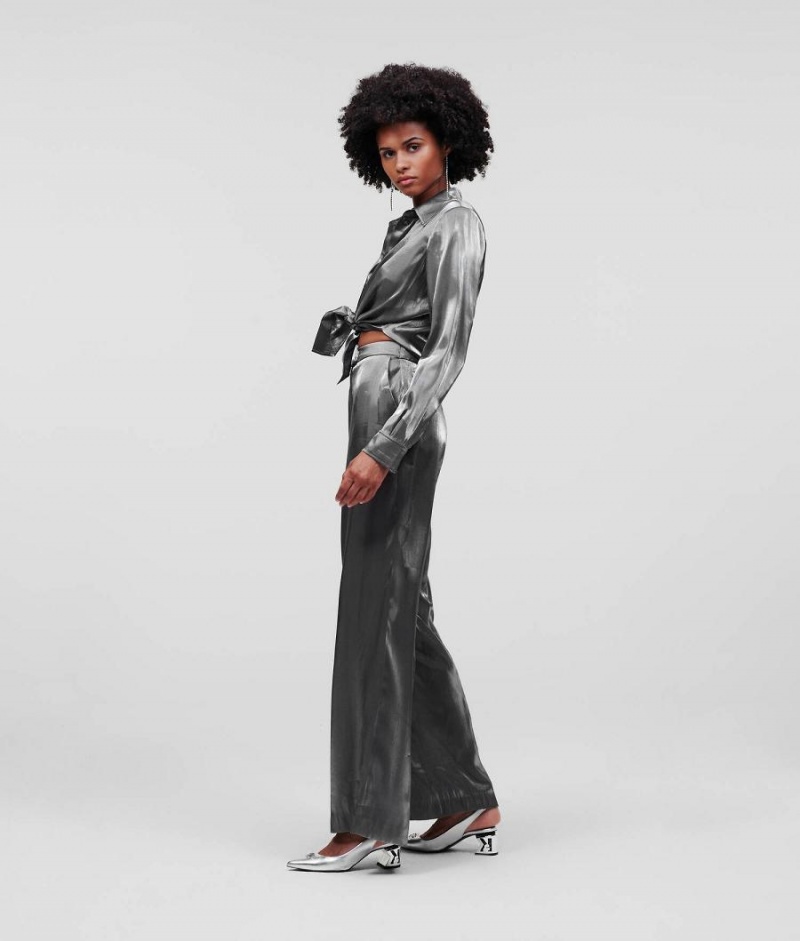 Dresses Damskie Karl Lagerfeld METALLIC JUMPSUIT Srebrne | PL KI3046