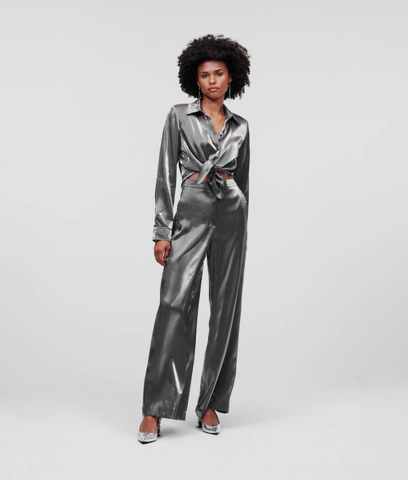 Dresses Damskie Karl Lagerfeld METALLIC JUMPSUIT Srebrne | PL KI3046