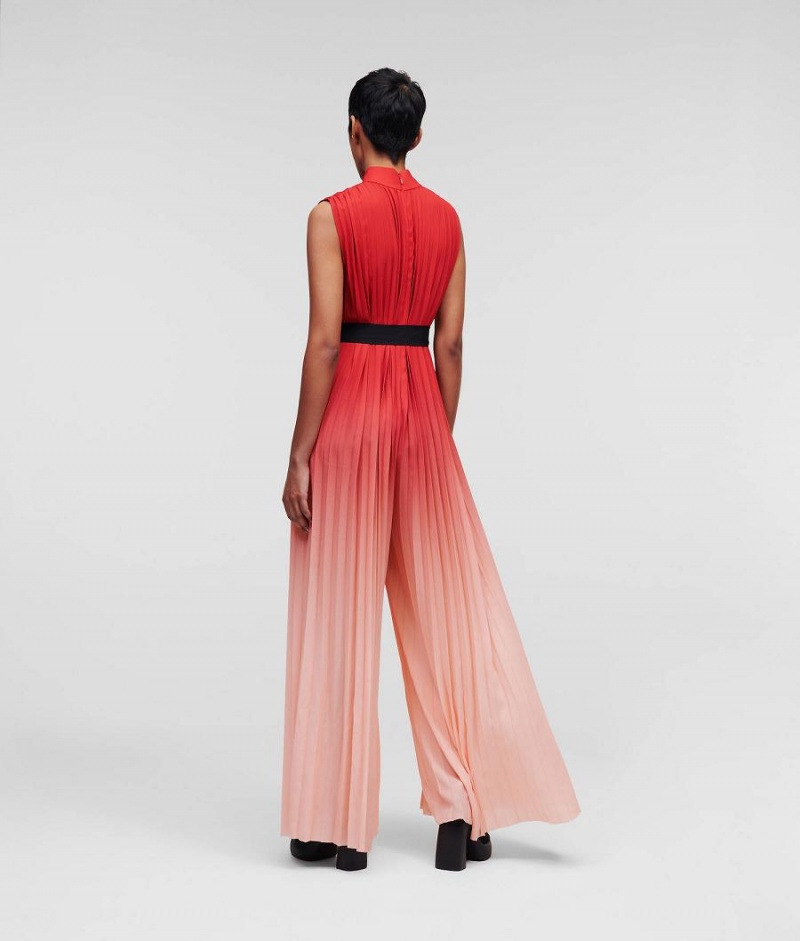 Dresses Damskie Karl Lagerfeld PLEATED OMBRÉ JUMPSUIT Czerwone | PL VD3086