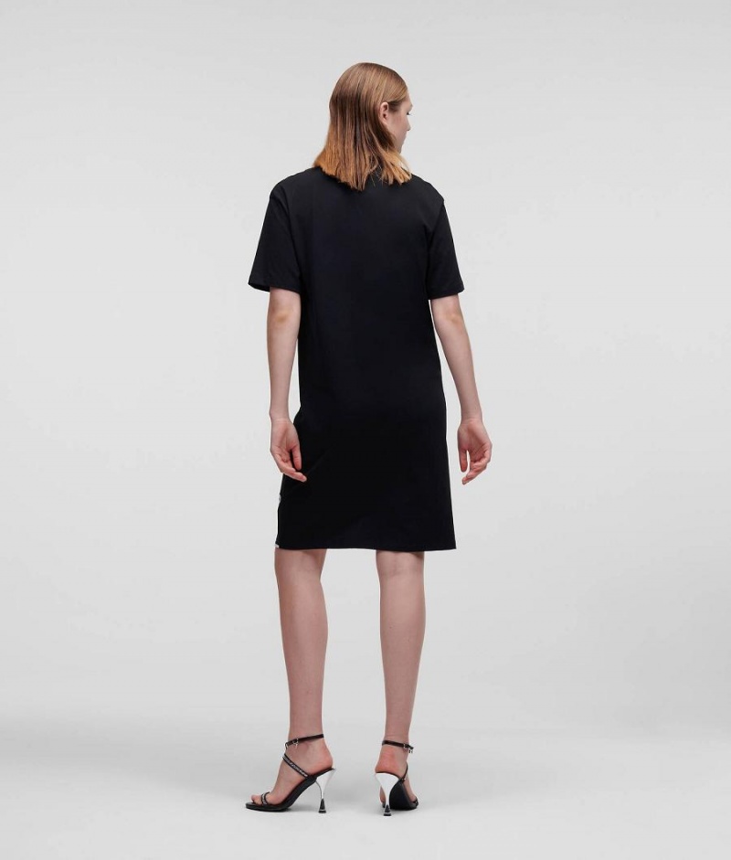 Dresses Damskie Karl Lagerfeld SIGNATURE HEM T-SHIRT Czarne | PL WY3063