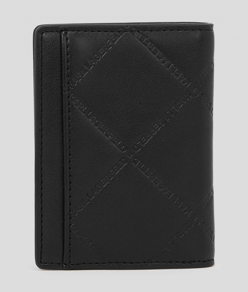 Etui na Karty Damskie Karl Lagerfeld K/SKUARE EMBOSSED BI-FOLD Czarne | PL DN2246