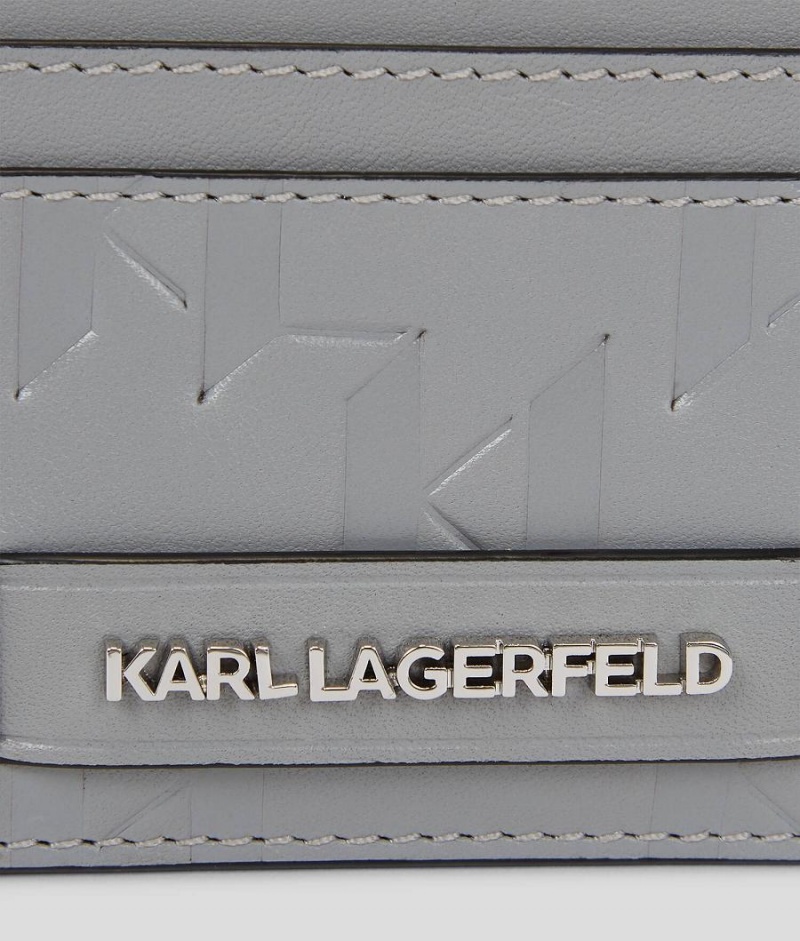 Etui na Karty Męskie Karl Lagerfeld K/LOOM LEATHER Szare | PL EX3442