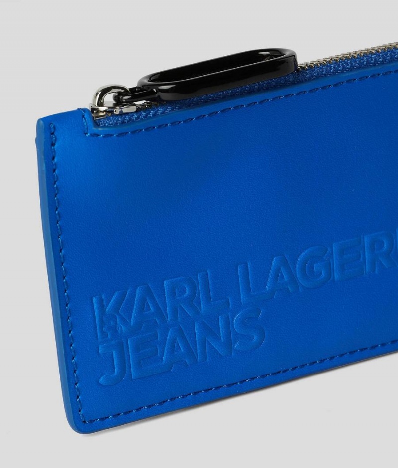 Etui na Karty Męskie Karl Lagerfeld Tech Skórzane Zip Embossed Niebieskie | PL RW3441