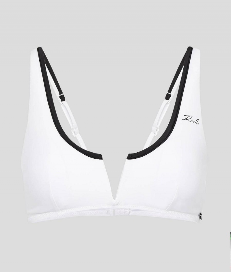 Góra od Bikini Damskie Karl Lagerfeld DNA BANDEAU WITH CONTRAST BINDING Białe | PL CE3229