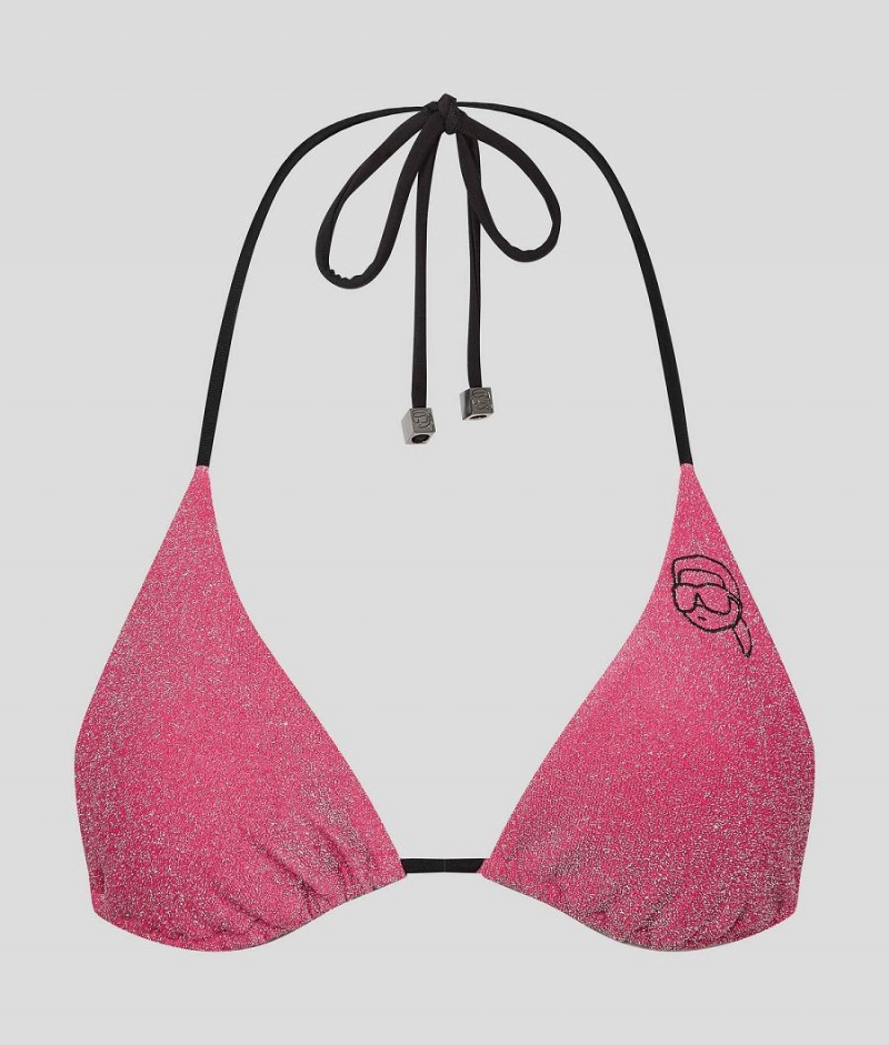 Góra od Bikini Damskie Karl Lagerfeld IKONIK LUREX TRIANGLE Różowe | PL UT3218