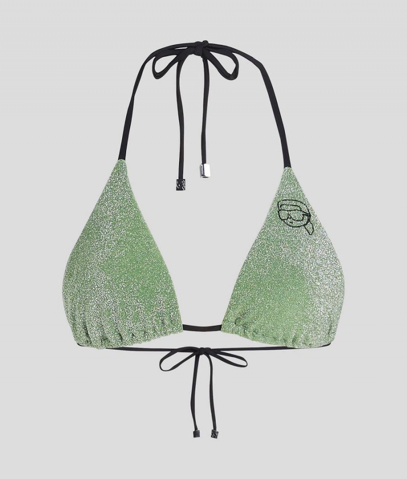 Góra od Bikini Damskie Karl Lagerfeld IKONIK LUREX TRIANGLE Zielone | PL FM3237