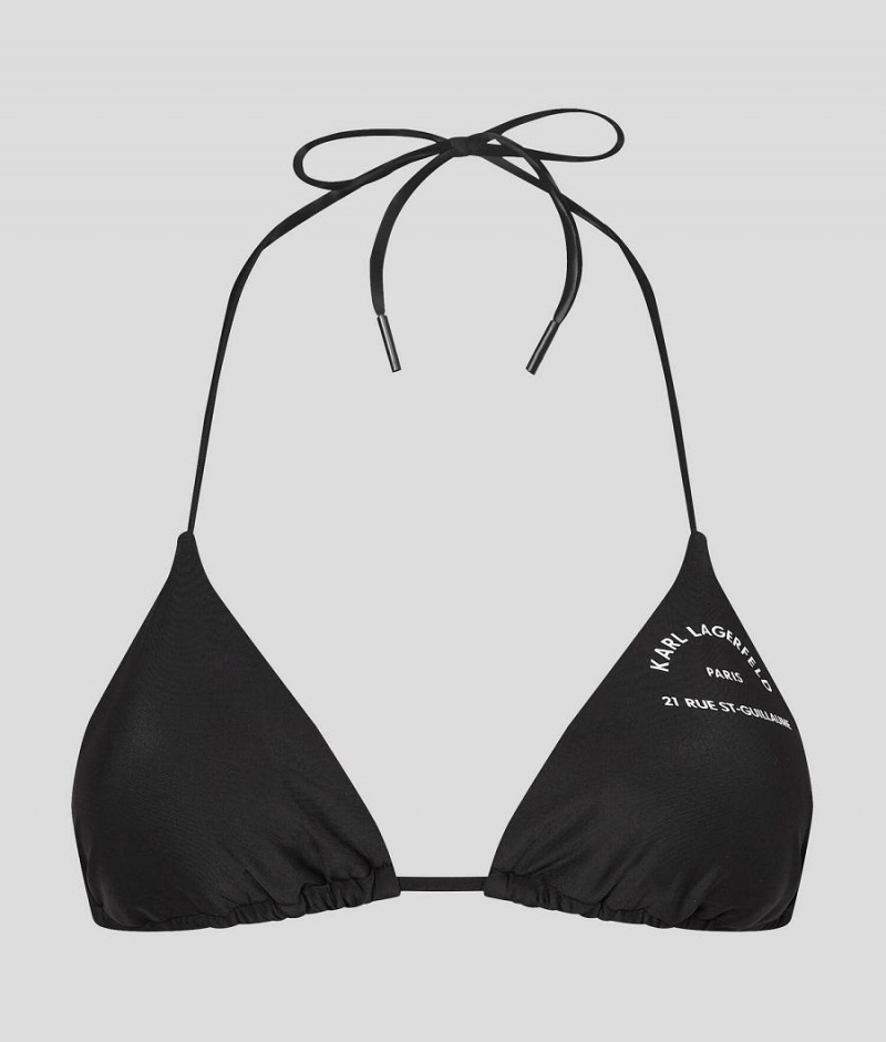 Góra od Bikini Damskie Karl Lagerfeld RUE ST-GUILLAUME WRAP-AROUND TRIANGLE Czarne | PL QZ3224