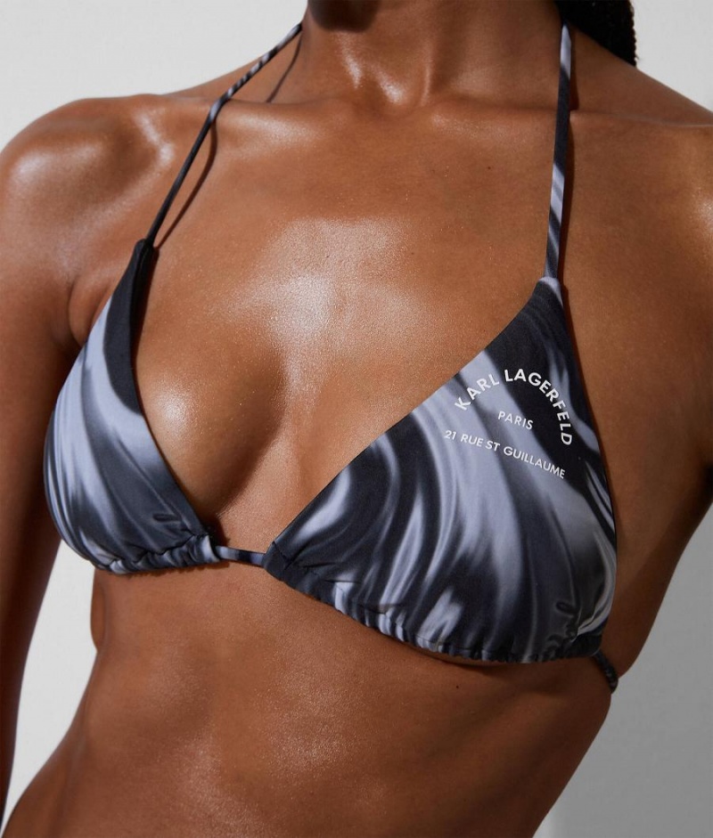 Góra od Bikini Damskie Karl Lagerfeld RUE ST-GUILLAUME WRAP-AROUND TRIANGLE Czarne | PL KI3233