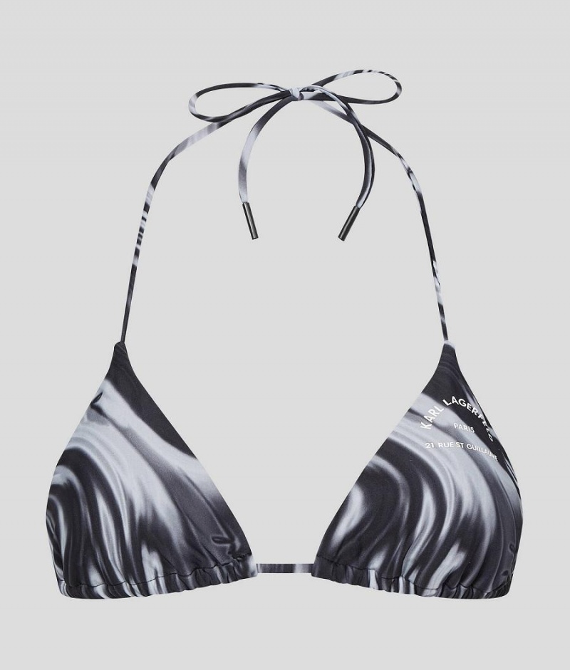 Góra od Bikini Damskie Karl Lagerfeld RUE ST-GUILLAUME WRAP-AROUND TRIANGLE Czarne | PL KI3233