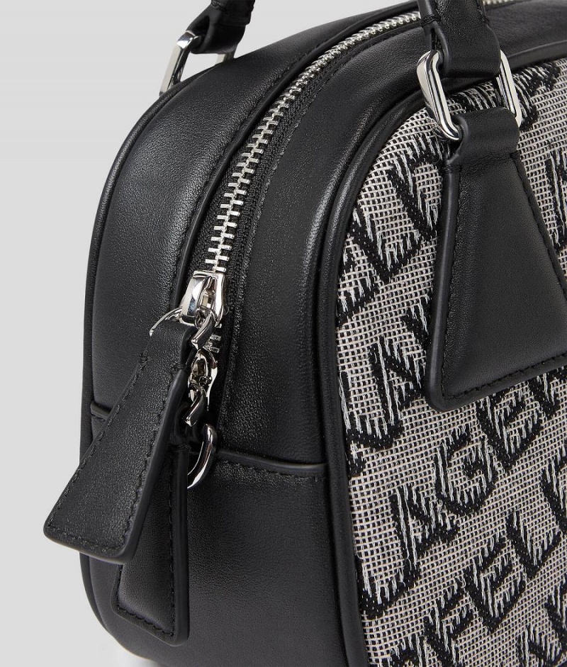 Handbags Damskie Karl Lagerfeld K/ESSENTIAL SMALL JACQUARD BOWLING Czarne | PL DN2495