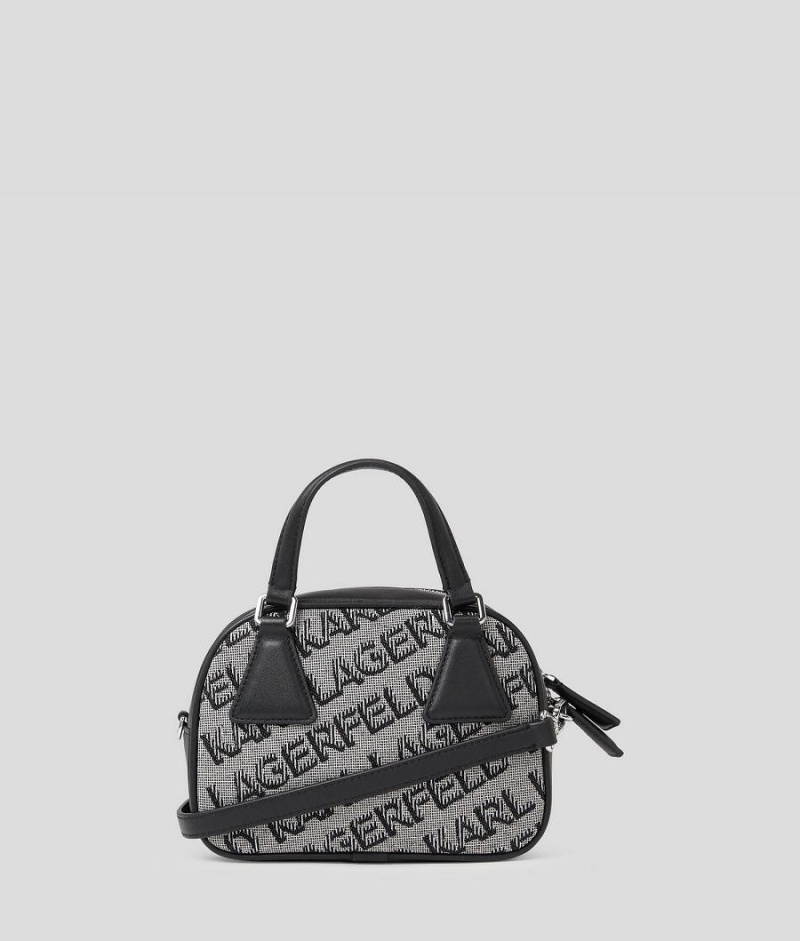 Handbags Damskie Karl Lagerfeld K/ESSENTIAL SMALL JACQUARD BOWLING Czarne | PL DN2495