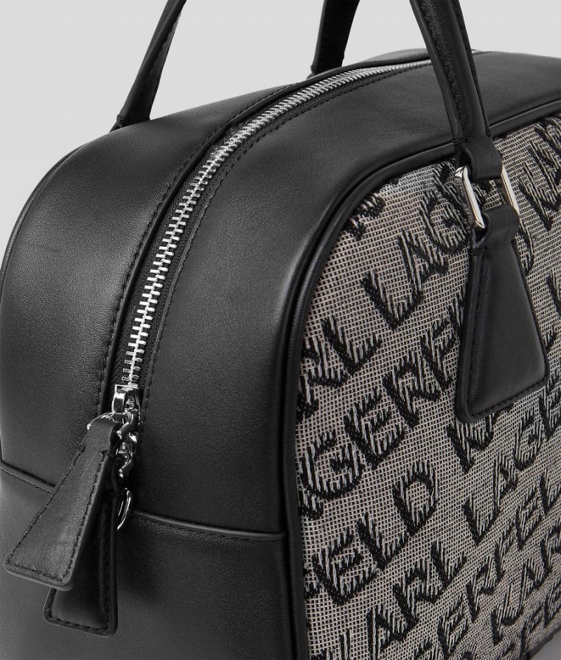 Handbags Damskie Karl Lagerfeld K/ESSENTIAL JACQUARD BOWLING Czarne | PL PQ2498