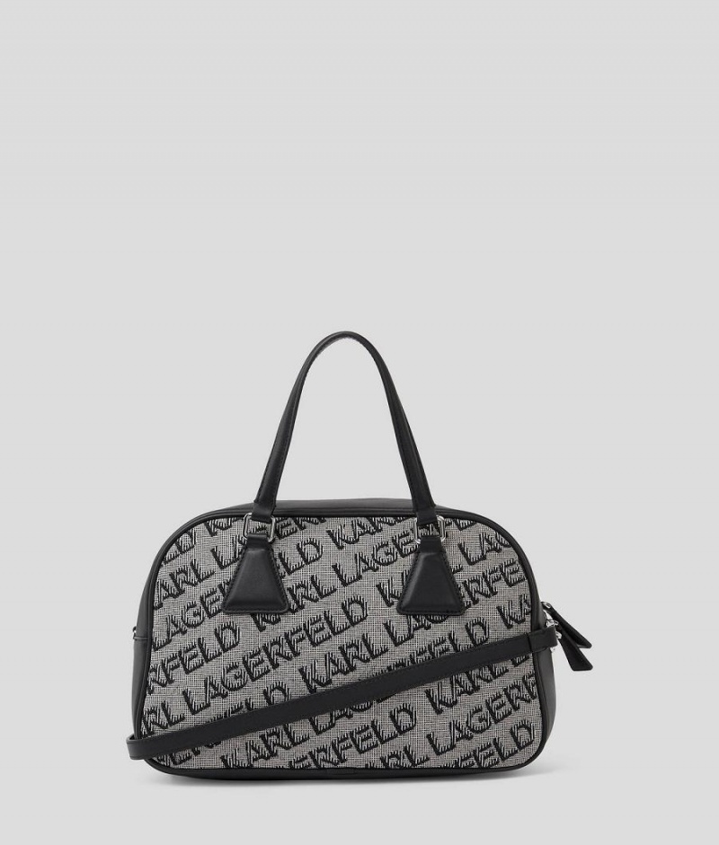 Handbags Damskie Karl Lagerfeld K/ESSENTIAL JACQUARD BOWLING Czarne | PL PQ2498