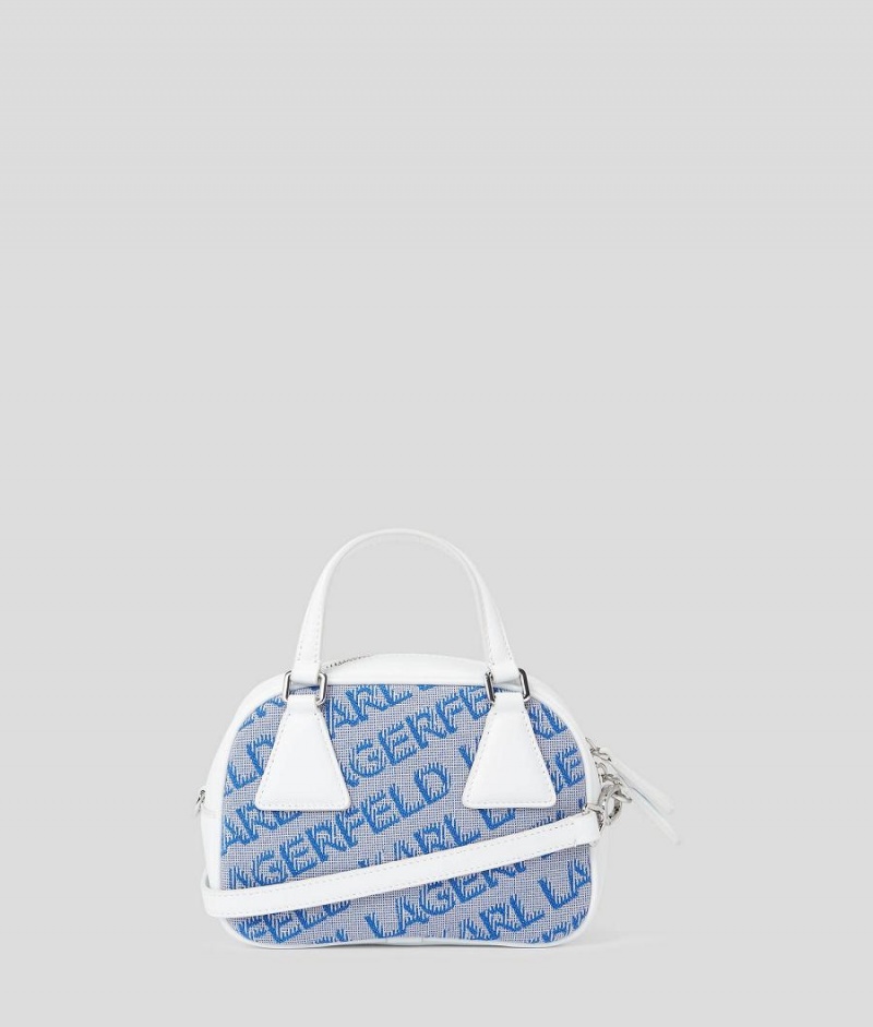 Handbags Damskie Karl Lagerfeld K/ESSENTIAL SMALL JACQUARD BOWLING Niebieskie | PL CE2512