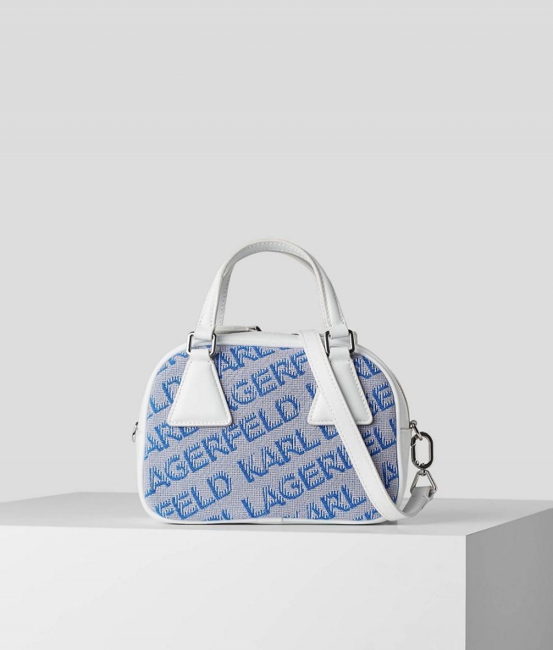 Handbags Damskie Karl Lagerfeld K/ESSENTIAL SMALL JACQUARD BOWLING Niebieskie | PL CE2512