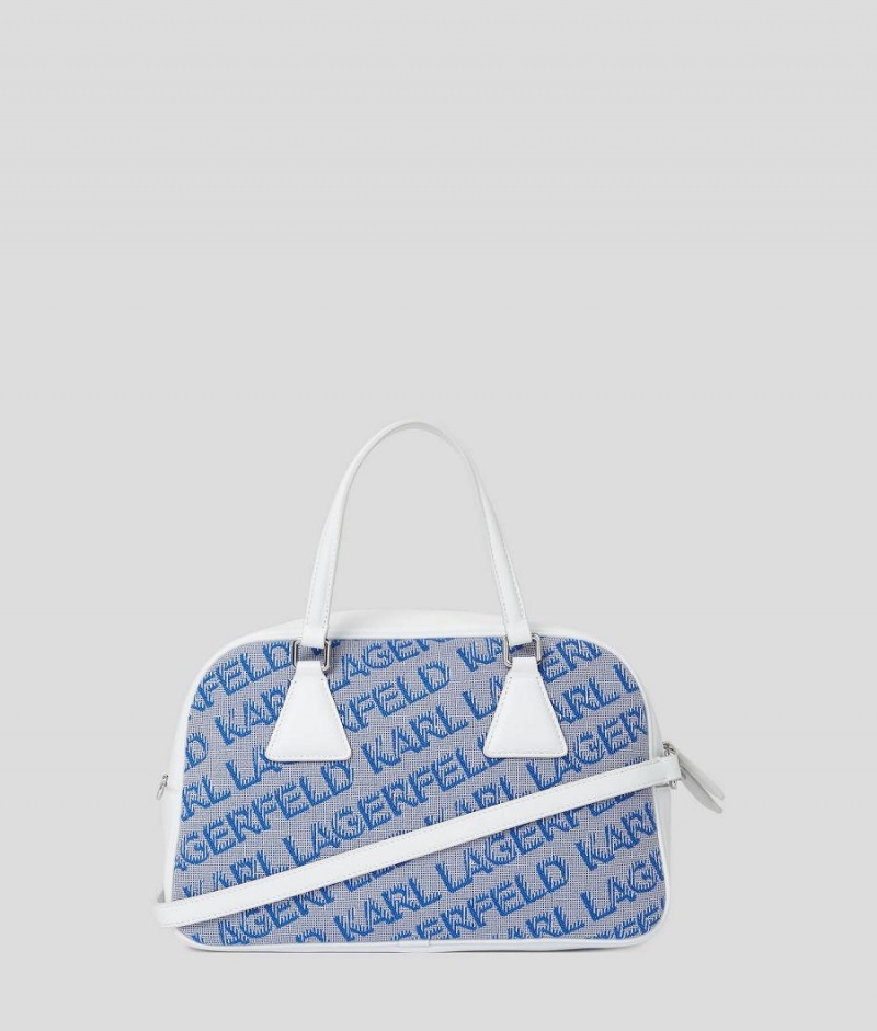 Handbags Damskie Karl Lagerfeld K/ESSENTIAL JACQUARD BOWLING Niebieskie | PL ZG2514