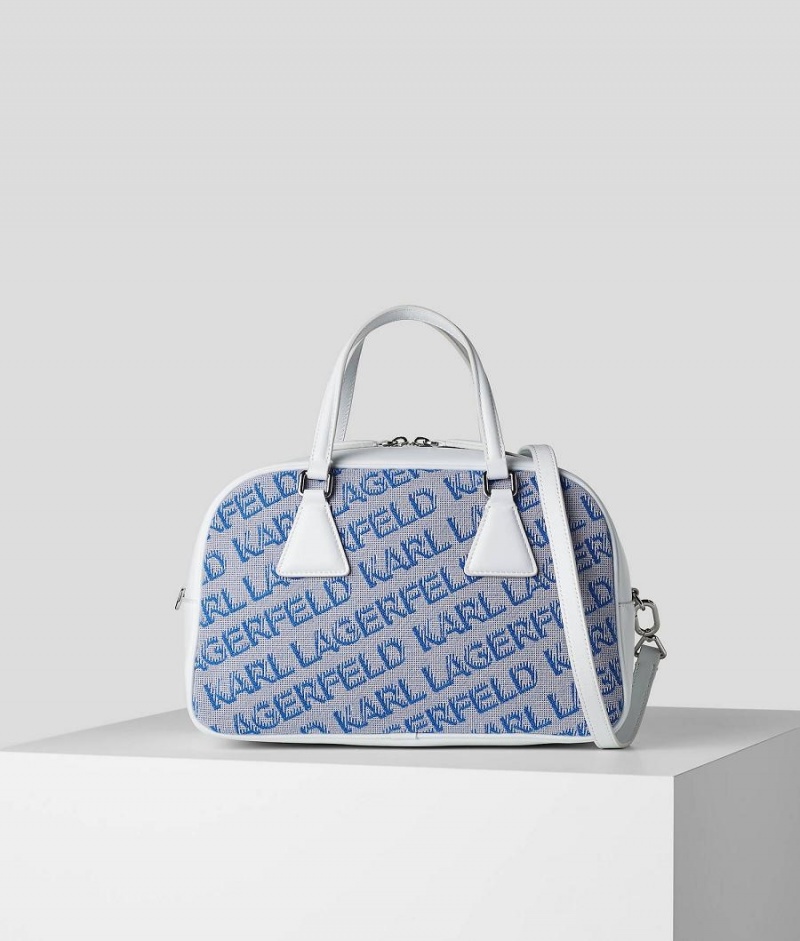 Handbags Damskie Karl Lagerfeld K/ESSENTIAL JACQUARD BOWLING Niebieskie | PL ZG2514