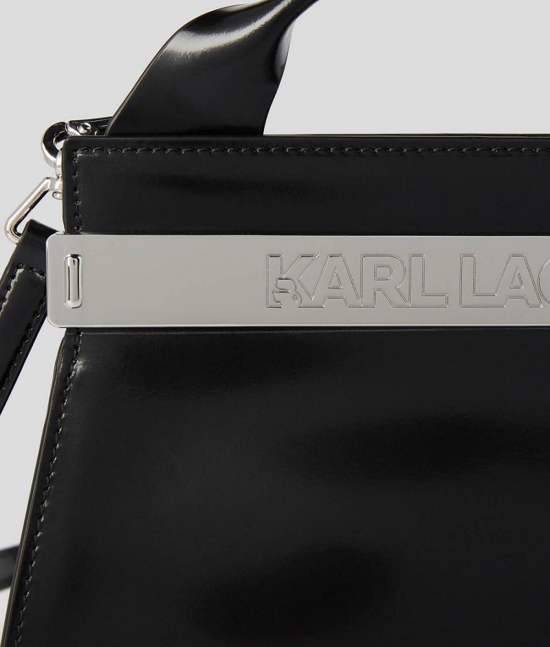 Handbags Damskie Karl Lagerfeld K/KROSS ARCHIVE RECYCLED LEATHER TOP-HANDLE Czarne | PL OR2473