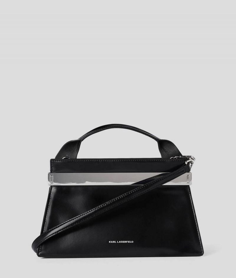 Handbags Damskie Karl Lagerfeld K/KROSS ARCHIVE RECYCLED LEATHER TOP-HANDLE Czarne | PL OR2473