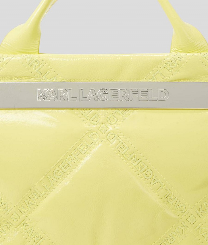 Handbags Damskie Karl Lagerfeld K/KROSS DEBOSSED LOGO SMALL TOP-HANDLE Żółte | PL JJ2465