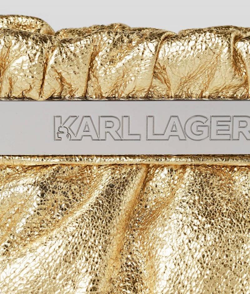 Handbags Damskie Karl Lagerfeld K/KROSS METALLIC GOLD BAGUETTE Głęboka Złote | PL UT2501