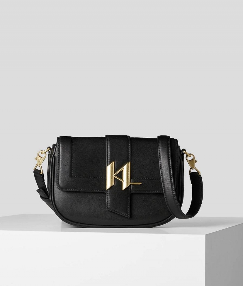 Handbags Damskie Karl Lagerfeld K/SADDLE BAGUETTE Czarne Złote | PL HK2492