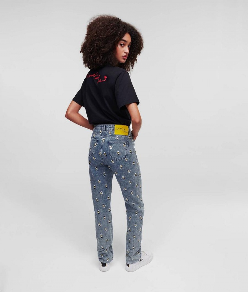 Jeansy Damskie Karl Lagerfeld DISNEY x JEANS Niebieskie | PL HK2978