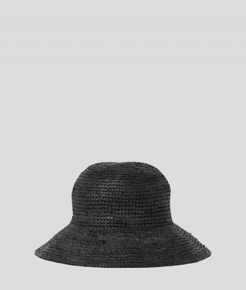 Kapelusz Damskie Karl Lagerfeld K/ESSENTIAL RAFFIA FEDORA Czarne | PL HK2223