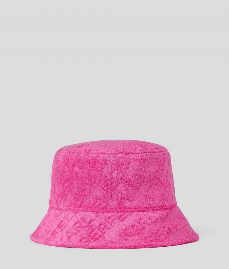 Kapelusz Damskie Karl Lagerfeld K/Logo Beach Terry Bucket Fuksja | PL ZG2227