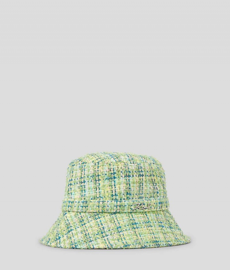 Kapelusz Damskie Karl Lagerfeld K/SIGNATURE BOUCLÉ BUCKET Głęboka Zielone | PL DN2220