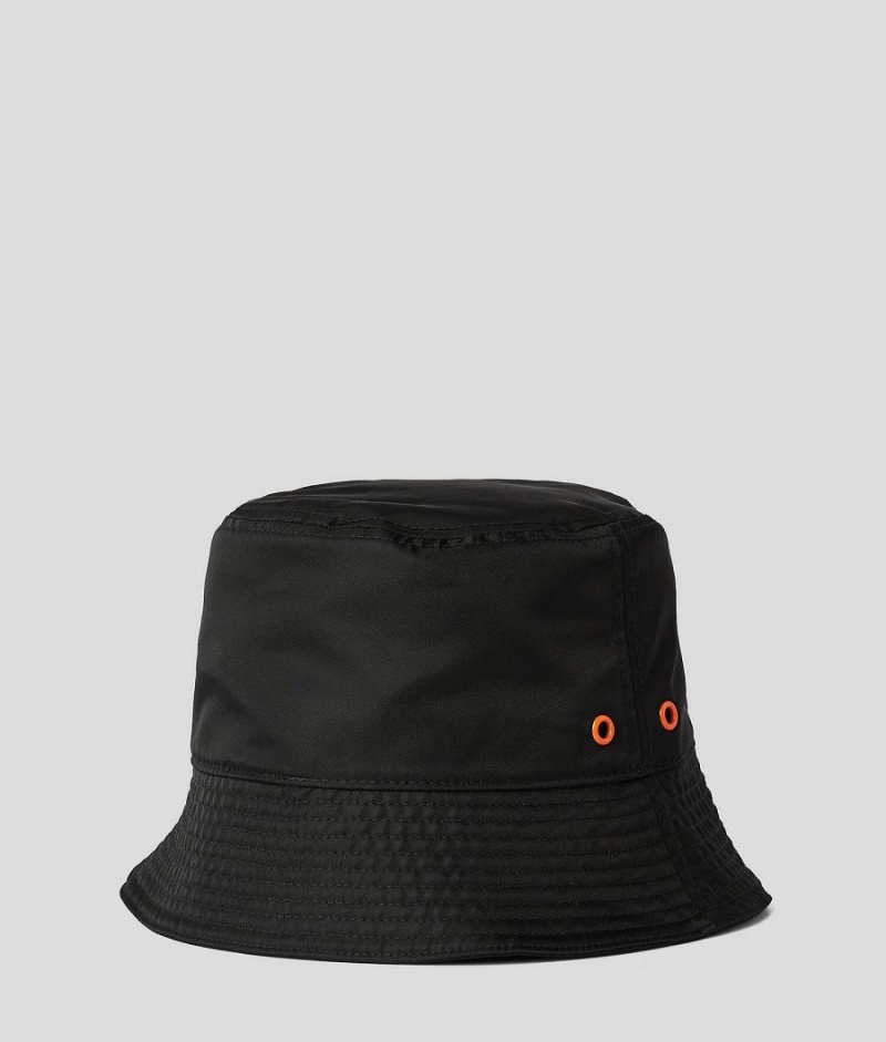 Kapelusz Damskie Karl Lagerfeld Nylon Bucket Patch Czarne | PL VD2230